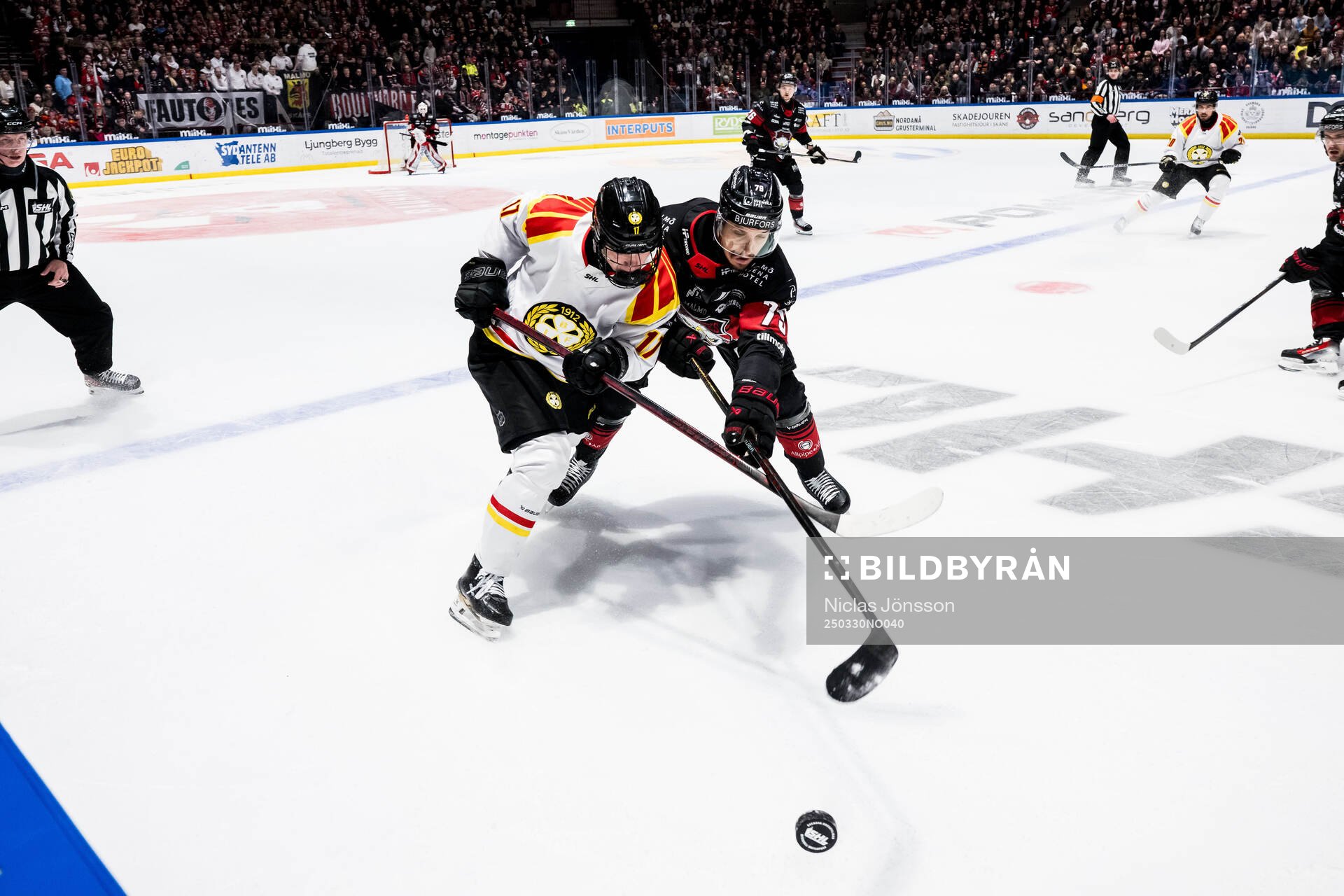 Brynäs Michal Svrcek och Malmö Redhawks Jakub Galvas