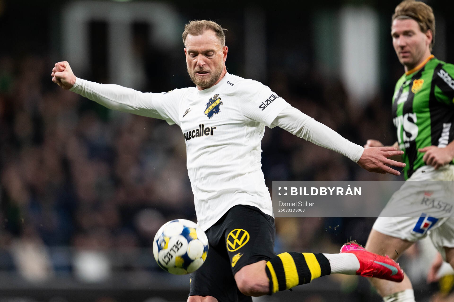 AIKs John Guidetti under fotbollsmatchen i Allsvenskan mellan GAIS och AIK den 31 mars 2025 i Göteborg. 