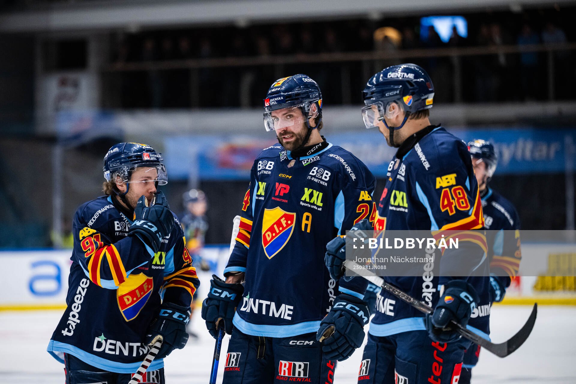 Djurgårdens Tyler Kelleher, Ludvig Rensfeldt och Dick