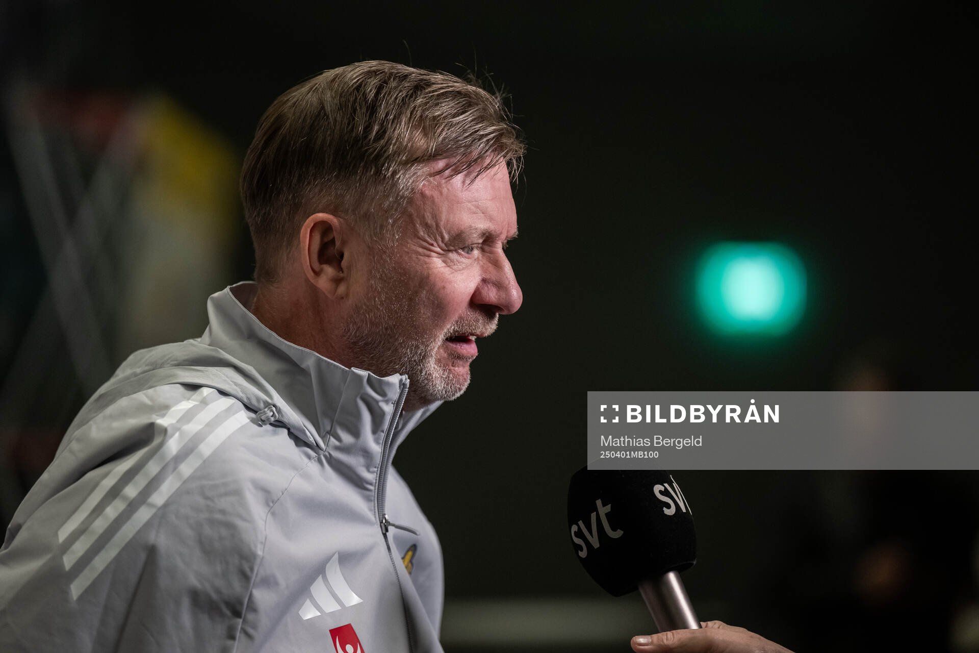 Head coach Peter Gerhardsson is interviewed