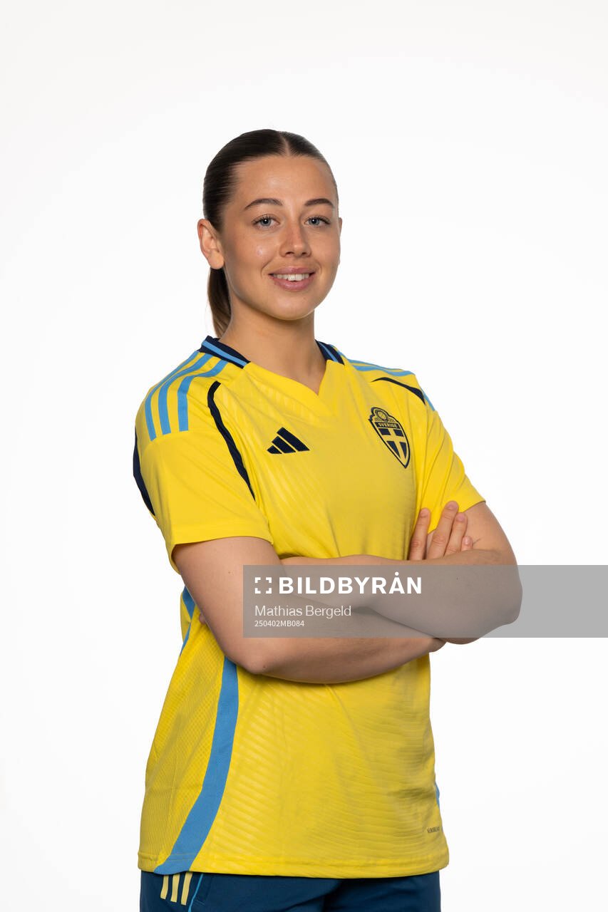 Cornelia Kapocs of the Swedish women's national football team poses for a portrait on April 2, 2025 in Gothenburg. 