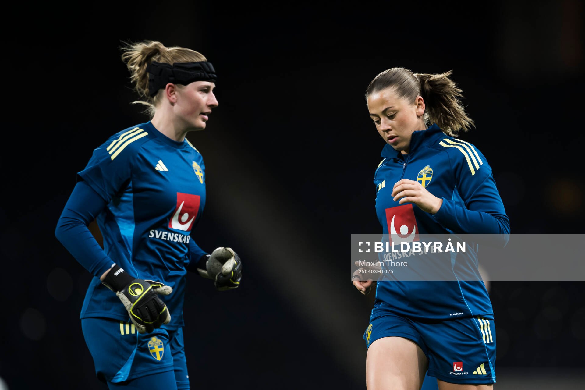 Goalkeeper Tove Enblom and Cornelia Kapocs of the Swedish