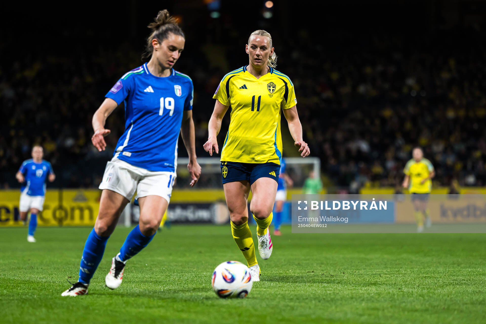 Martina Lenzini of Italy and Stina Blackstenius of Sweden
