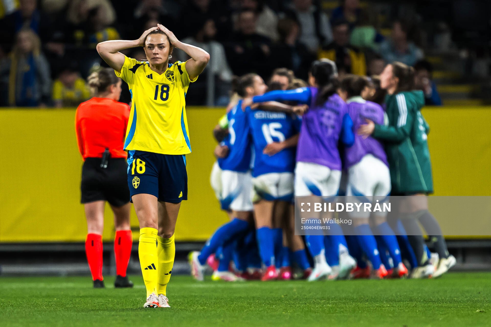 Fridolina Rolfö of Sweden looks dejected