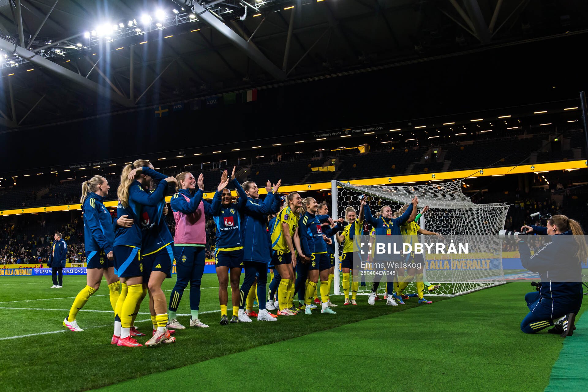 Players of Sweden celebrate
