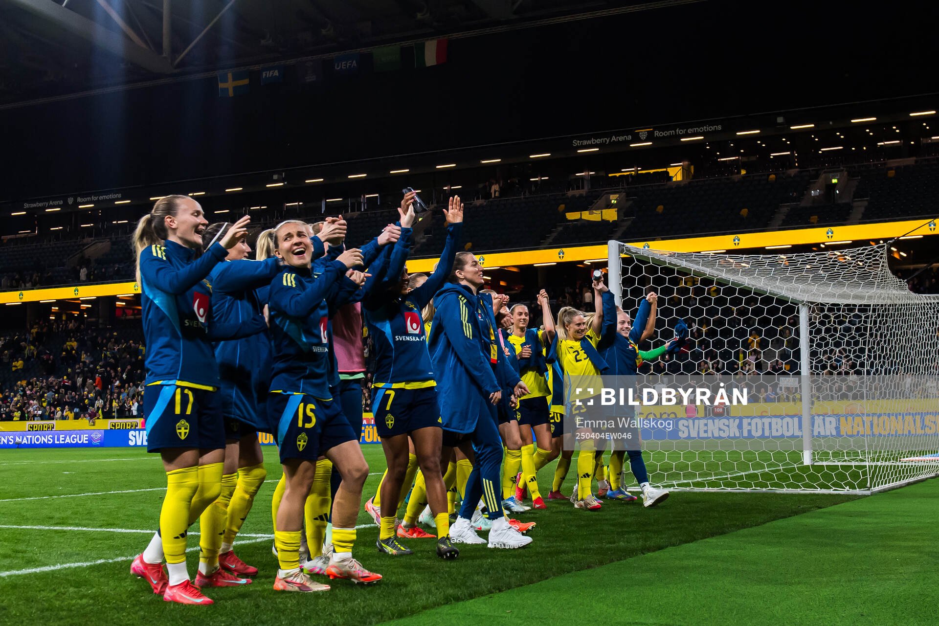 Players of Sweden celebrate