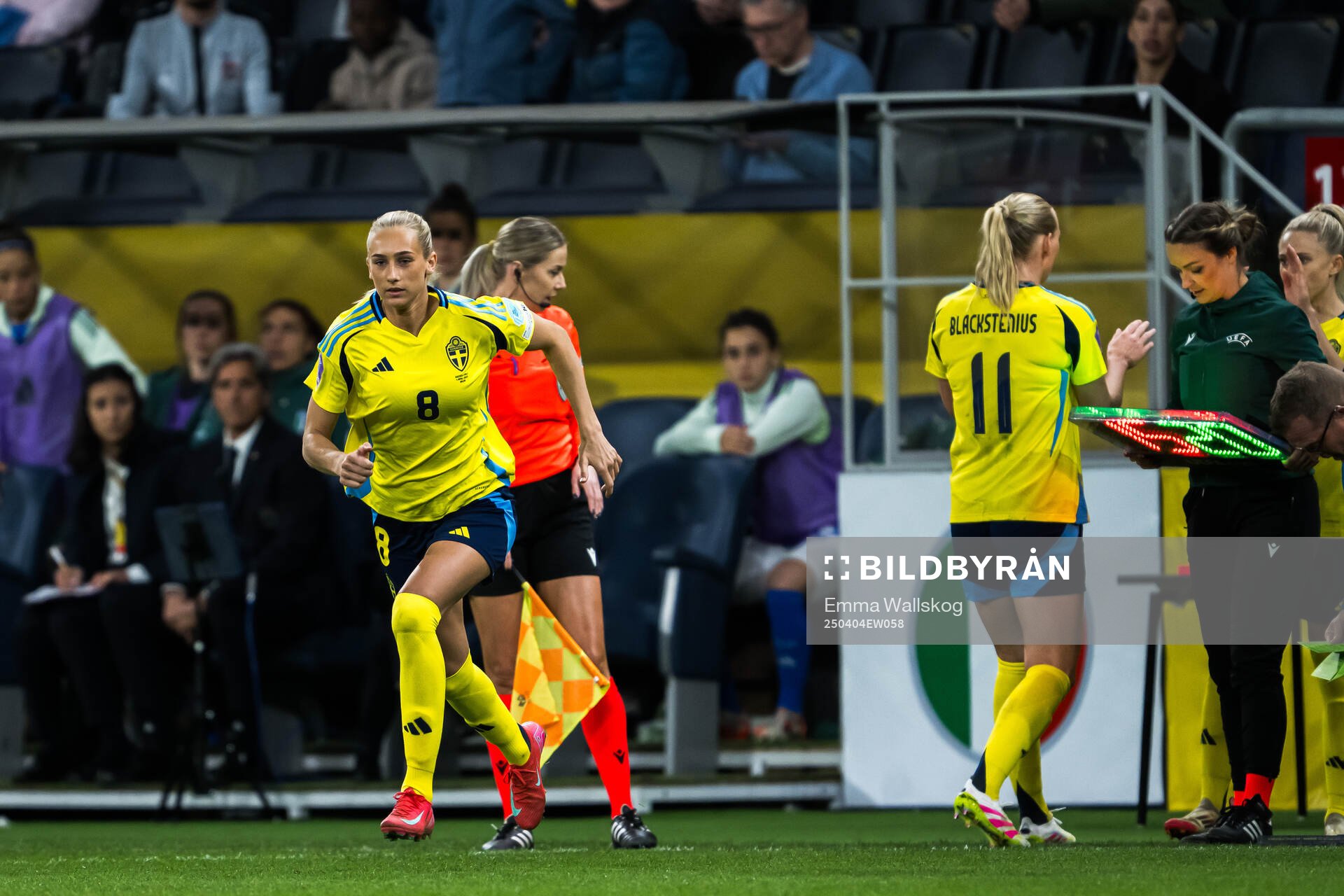 Ellen Wangerheim of Sweden enter the pitch