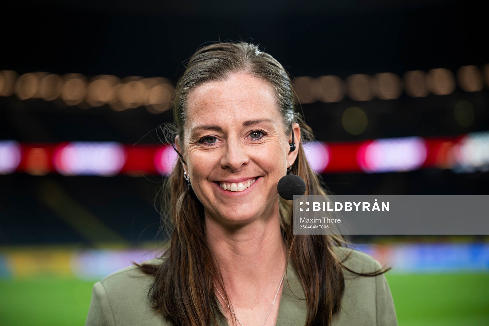 Lotta Schelin of Swedish broadcaster SVT poses for a