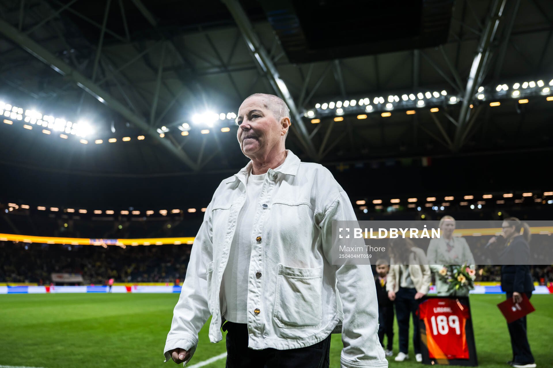 Marika Domanski Lyfors as former national team goalkeeper