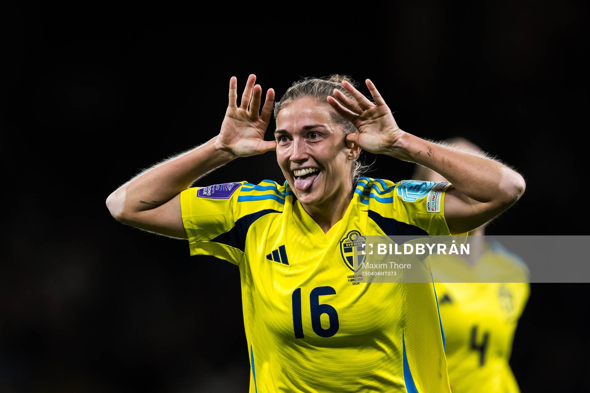 Filippa Angeldahl of Sweden celebrates