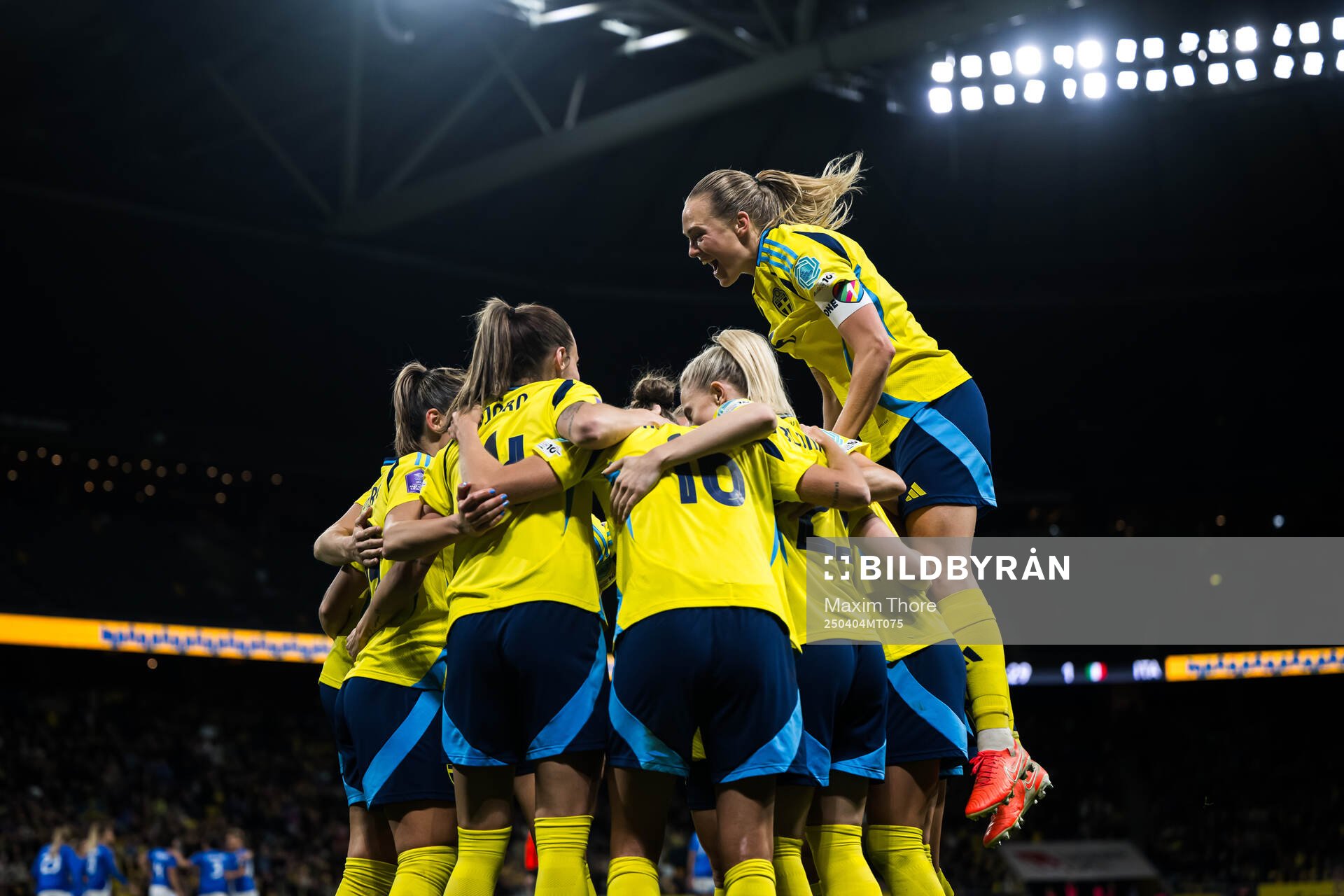 Magdalena Eriksson of Sweden celebrates with team mates and