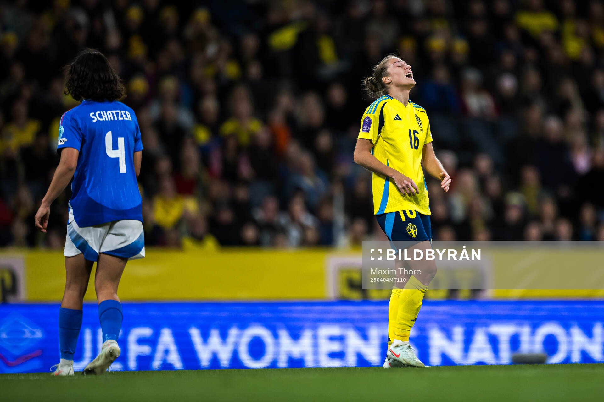 Filippa Angeldahl of Sweden looks dejected
