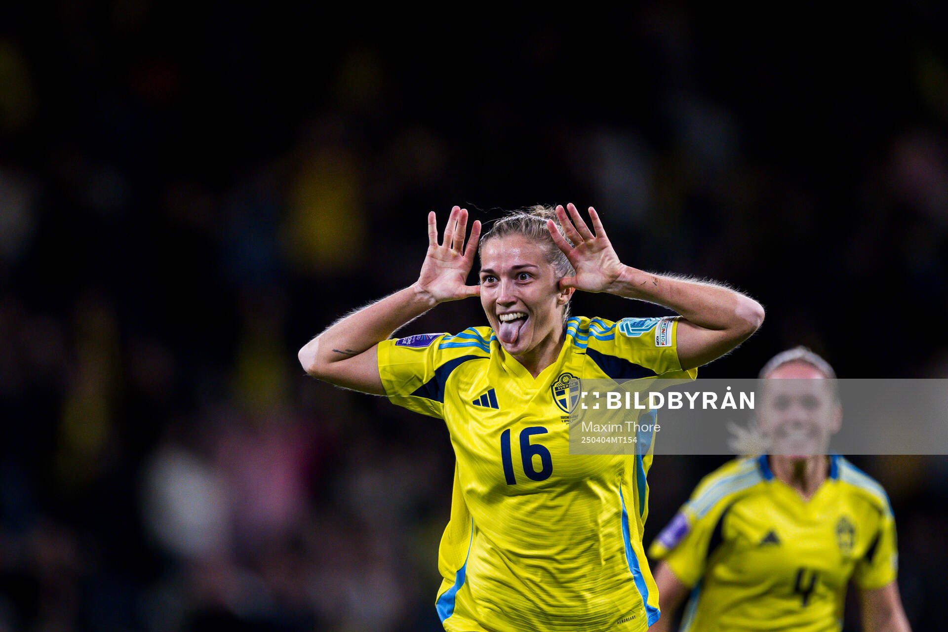 Filippa Angeldahl of Sweden celebrates