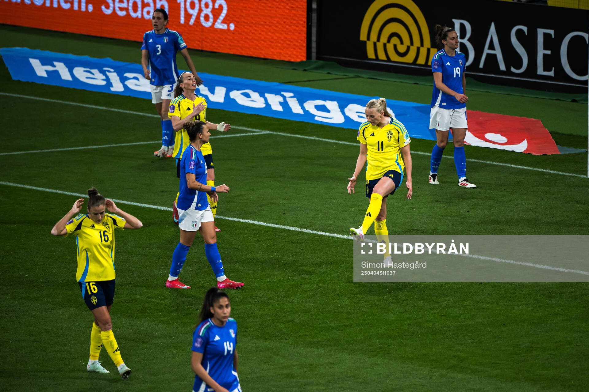 Stina Blackstenius of Sweden looks dejected