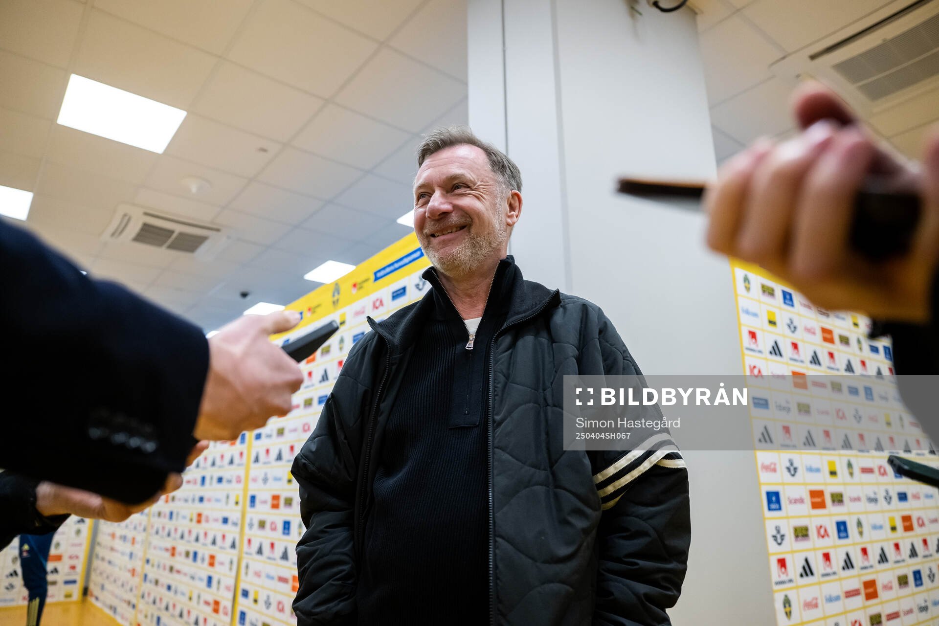 Head coach Peter Gerhardsson of Sweden is interviewed