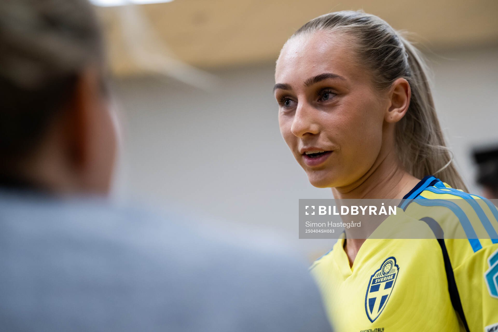 Ellen Wangerheim of Sweden is interviewed