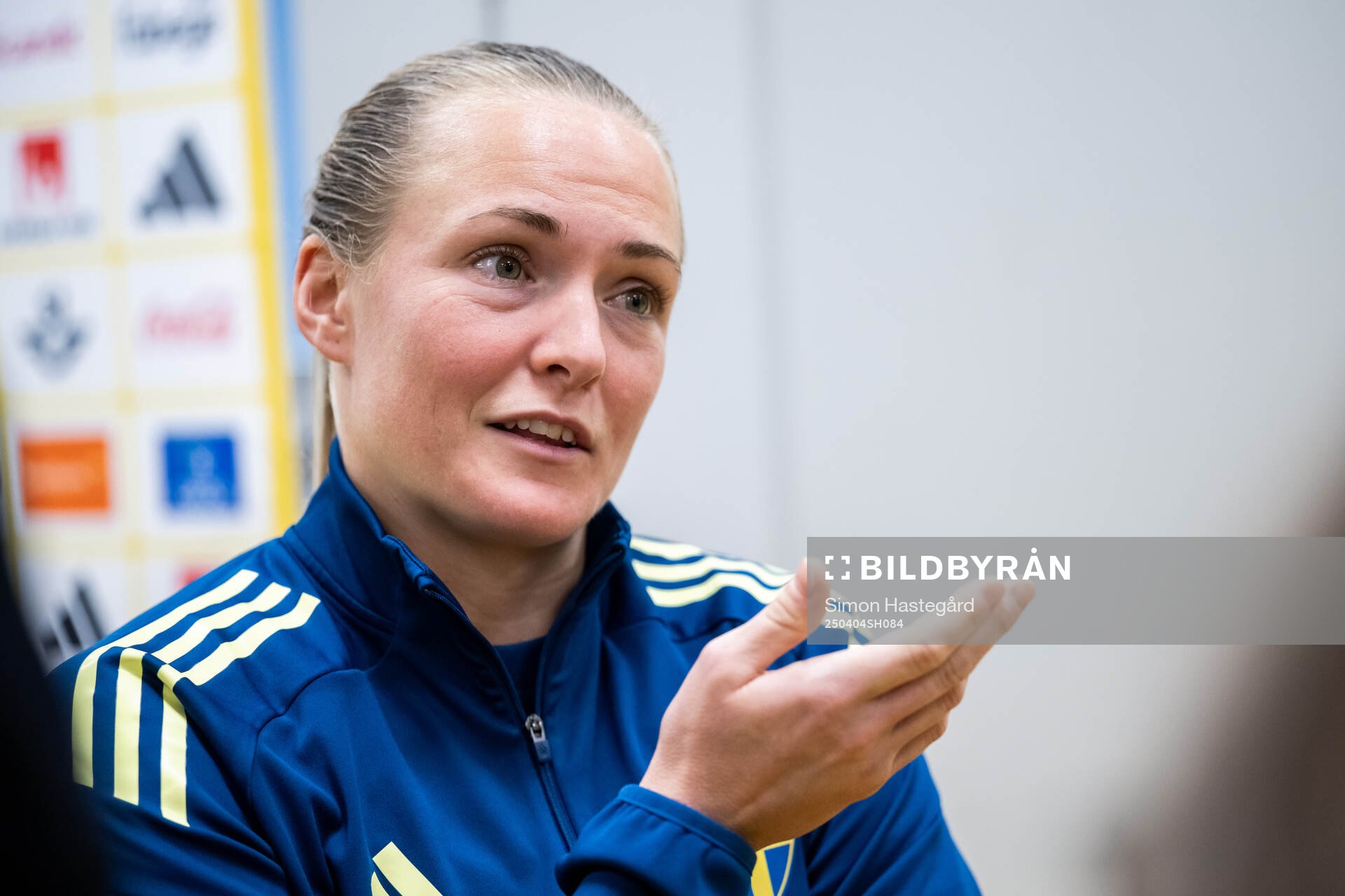 Magdalena Eriksson of Sweden is interviewed