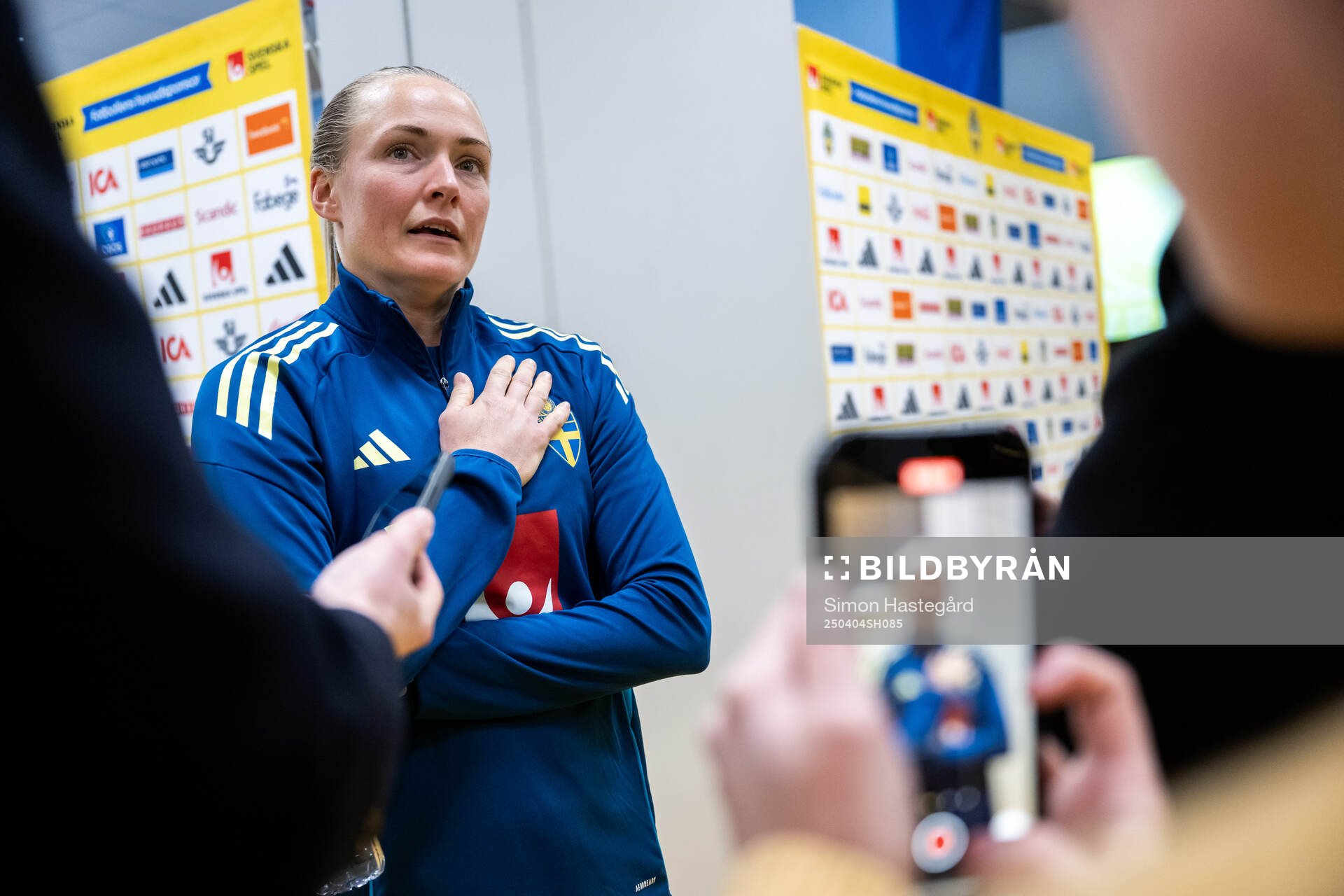 Magdalena Eriksson of Sweden is interviewed