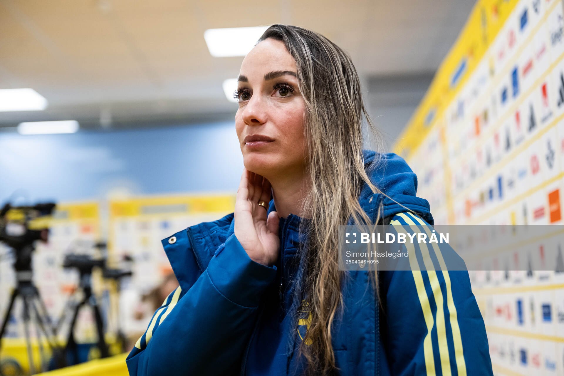 Kosovare Asllani of Sweden is interviewed