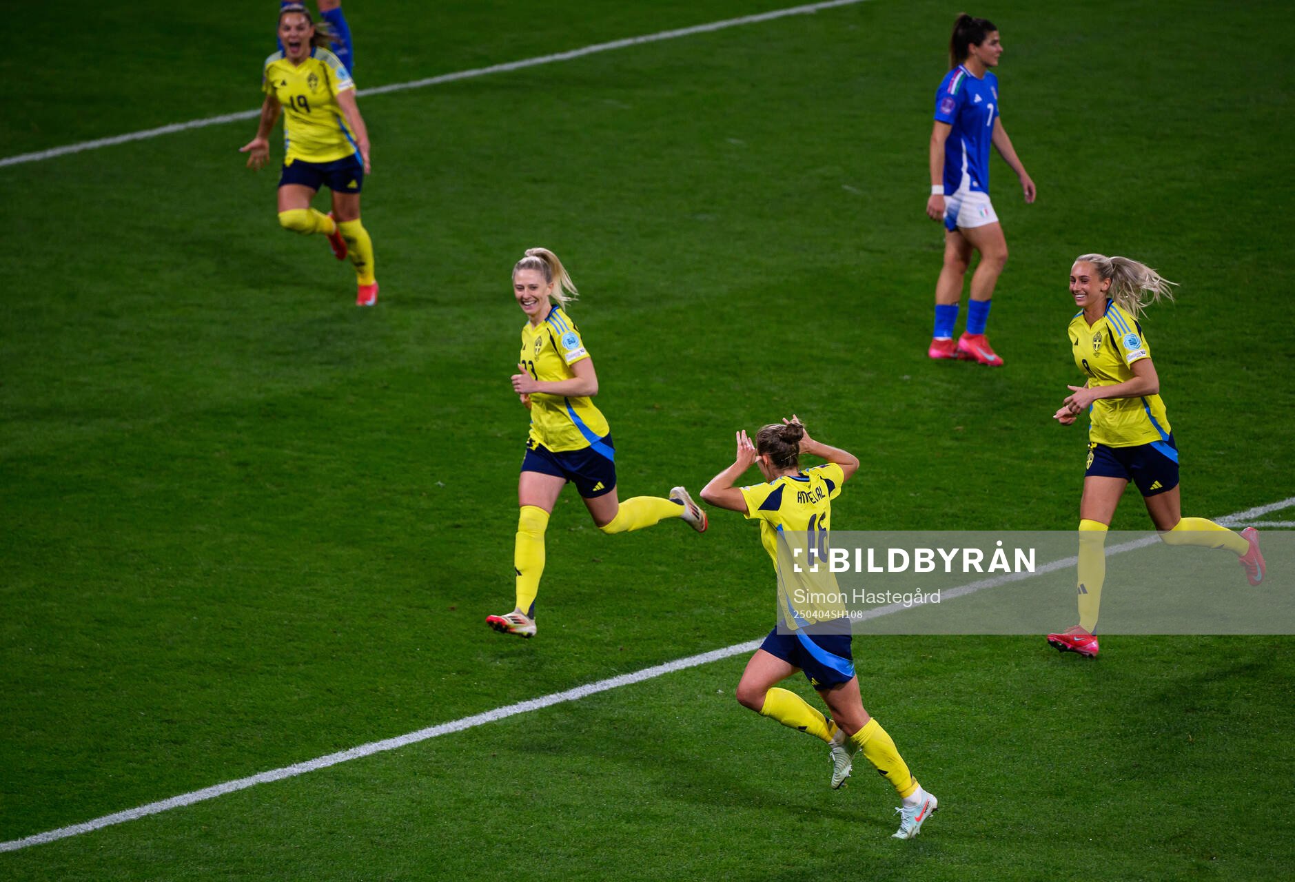 Filippa Angeldahl of Sweden celebrates the 2-1 goal