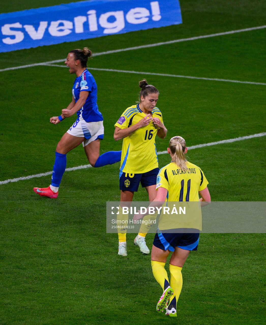 Filippa Angeldahl of Sweden looks dejected
