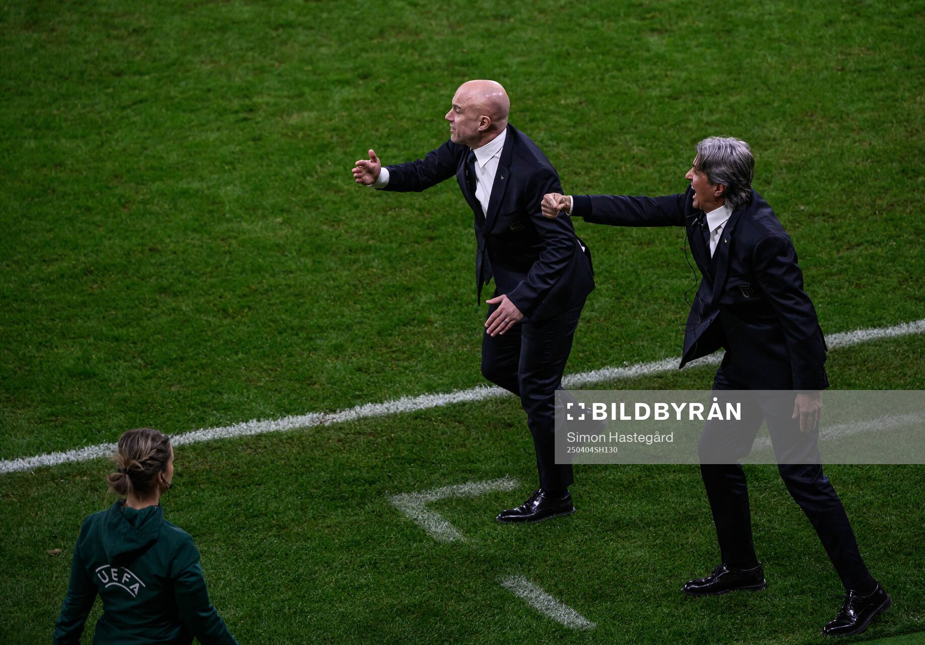 Head coach Andrea Soncin of Italy during the UEFA Women's Nations League football match between Sweden and Italy on April 4, 2025 in Stockholm.