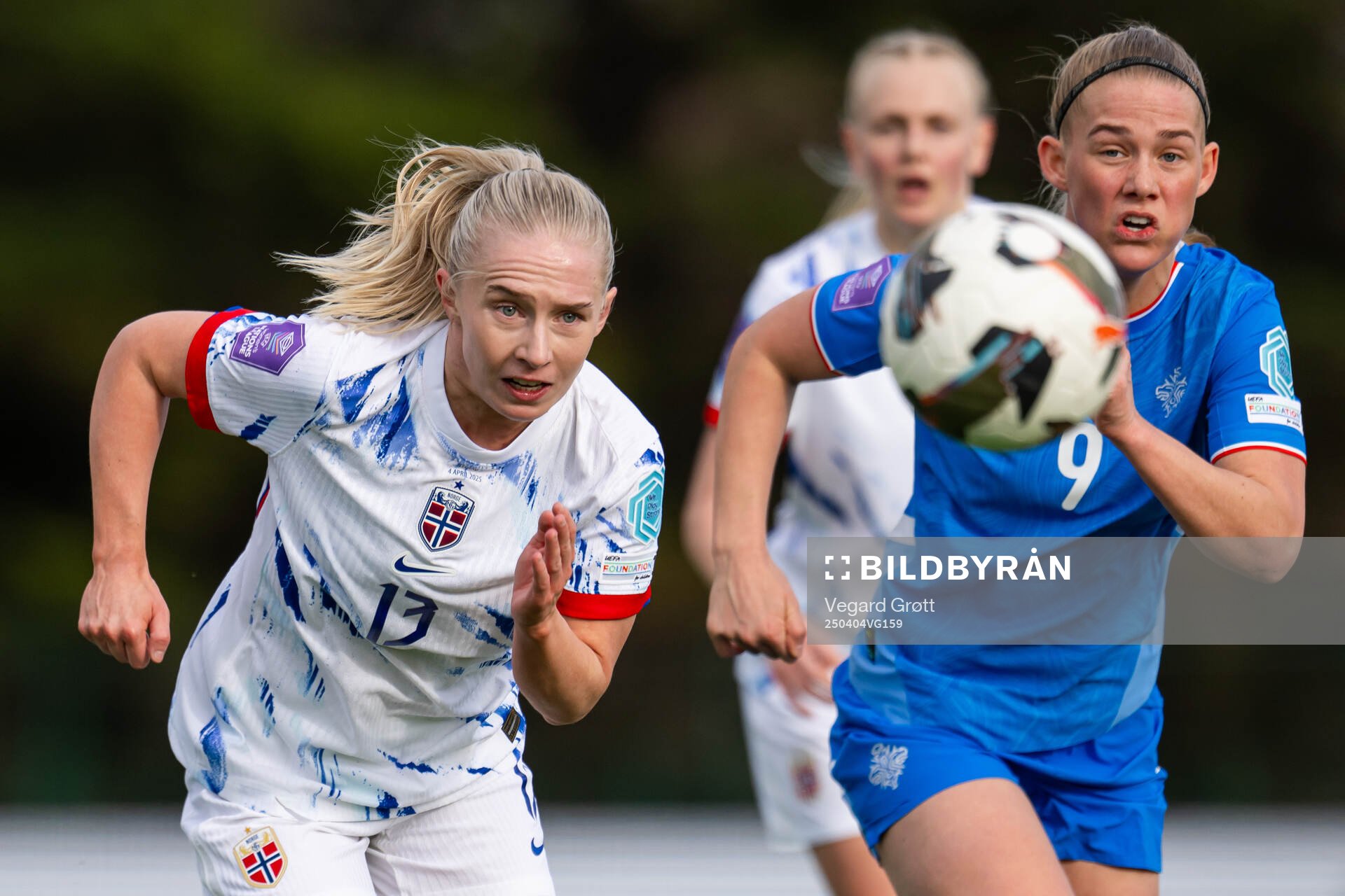 Thea Bjelde of Norway and Sædis Run Heidarsdottir of