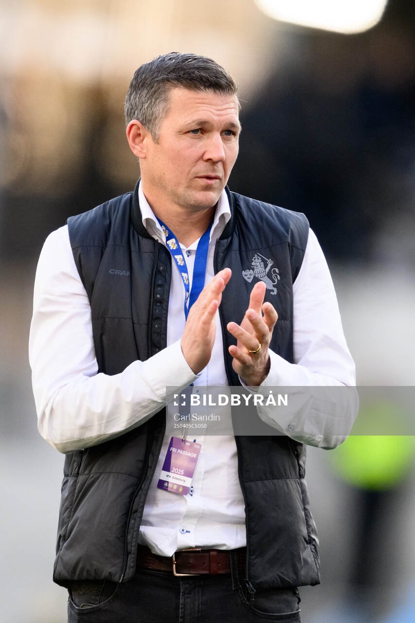 IFK Göteborgs sportchef Hannes Stiller efter fotbollsmatchen i Allsvenskan mellan IFK Göteborg och Halmstad den 5 april 2025 i Göteborg.