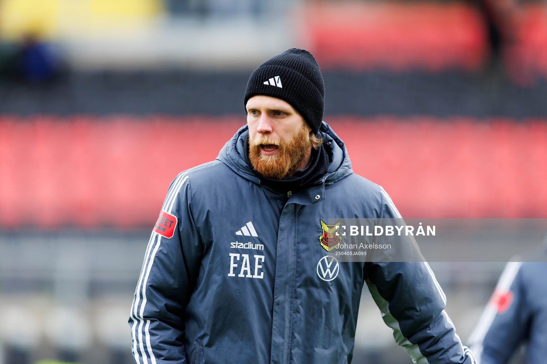 Östersunds assisterande tränare Fredrik Aasmundsen Eliassen inför fotbollsmatchen i Superettan mellan Östersund och Landskrona den 5 april 2025 i Östersund.