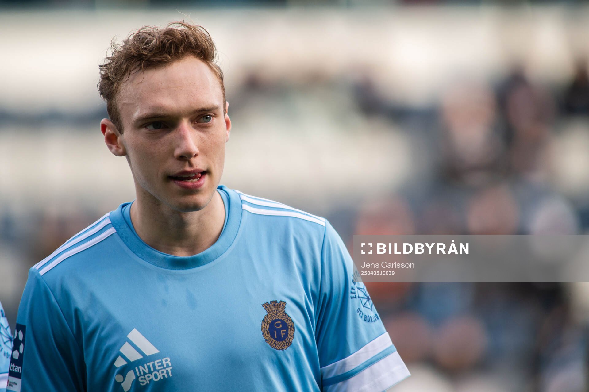 Gefles Ludvig Lundvall under fotbollsmatchen i Ettan norra mellan Gefle och Team TG den 5 april 2025 i Gävle. 