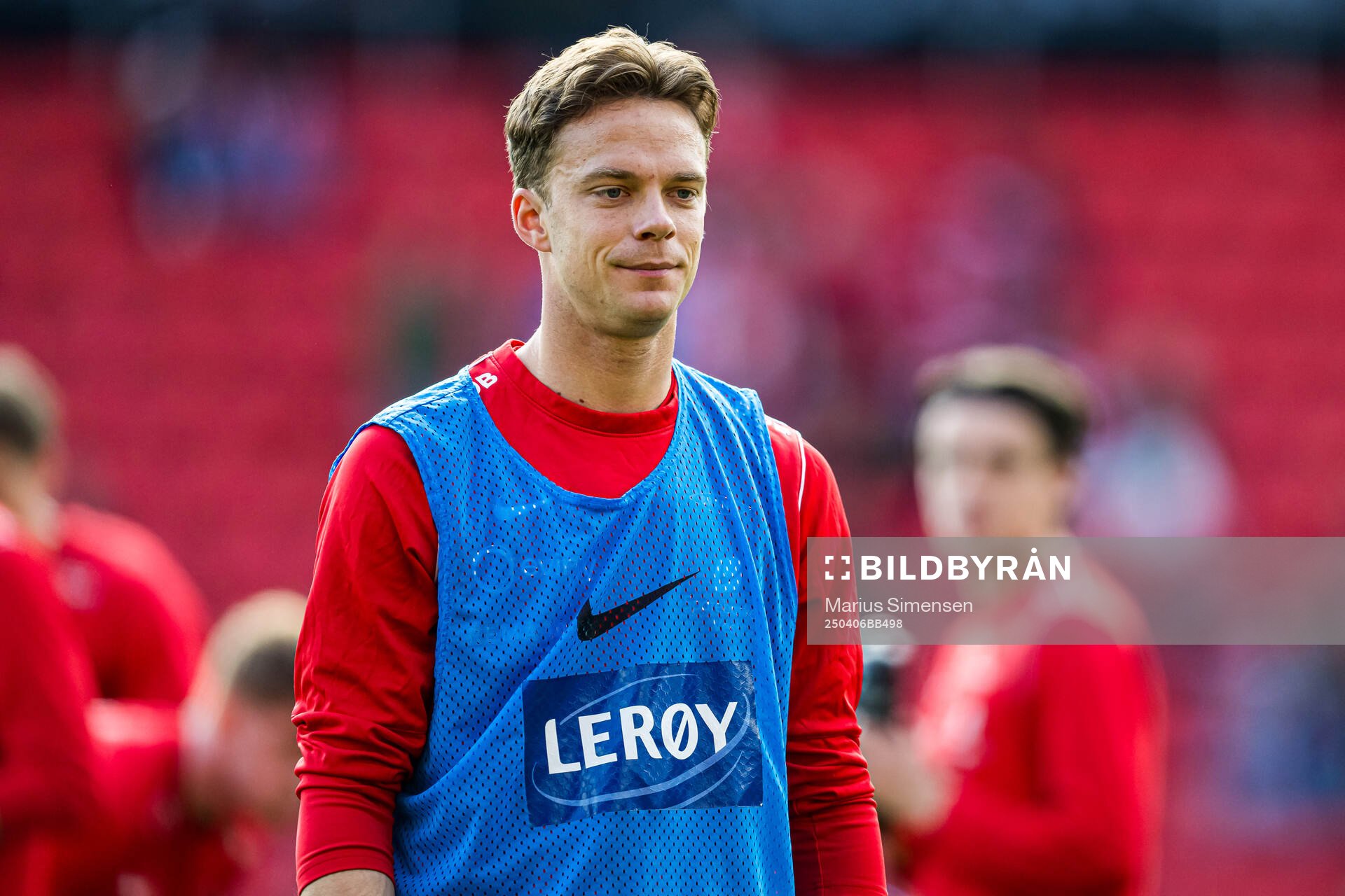 Felix Horn Myhre of Brann warms up