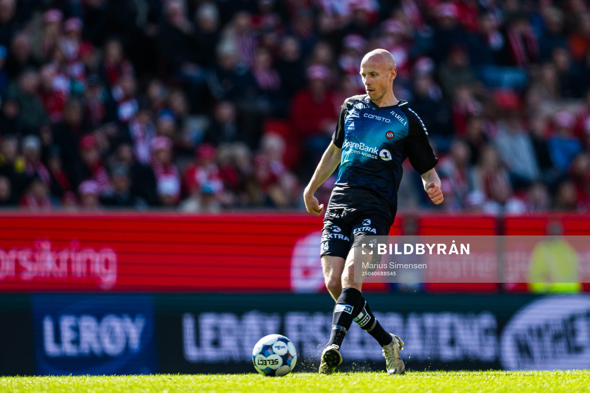 Ruben Kristiansen of Tromsø during the Eliteserien match between Brann and Tromsø on April 6, 2025 in Bergen. 