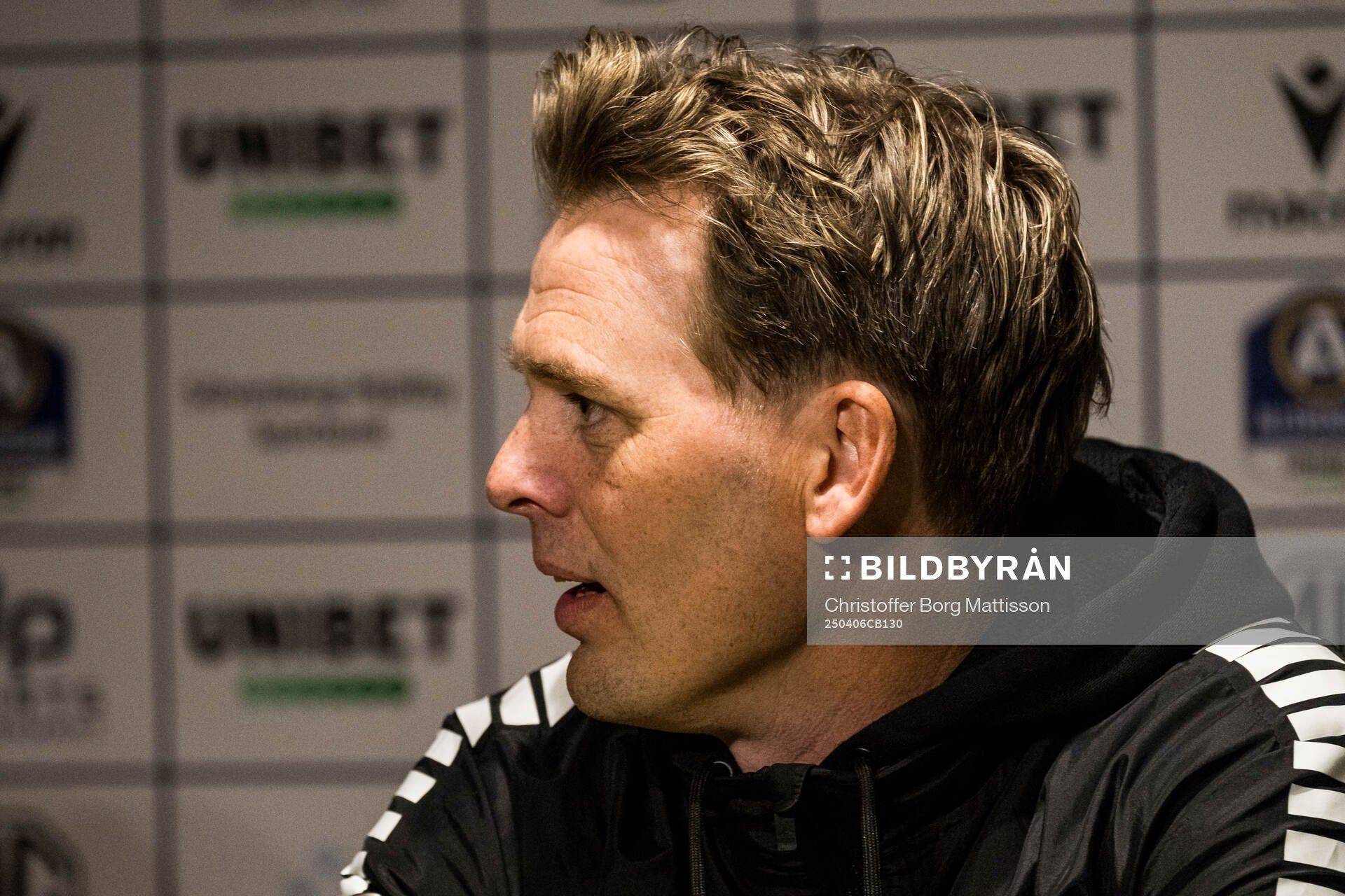GAISs tränare Fredrik Holmberg efter fotbollsmatchen i Allsvenskan mellan Mjällby och GAIS den 6 april 2025 i Hällevik. 