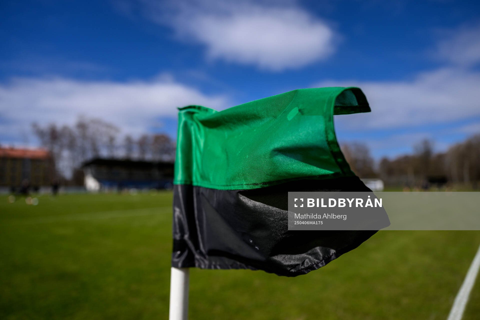 En grön och svart hörnflagga