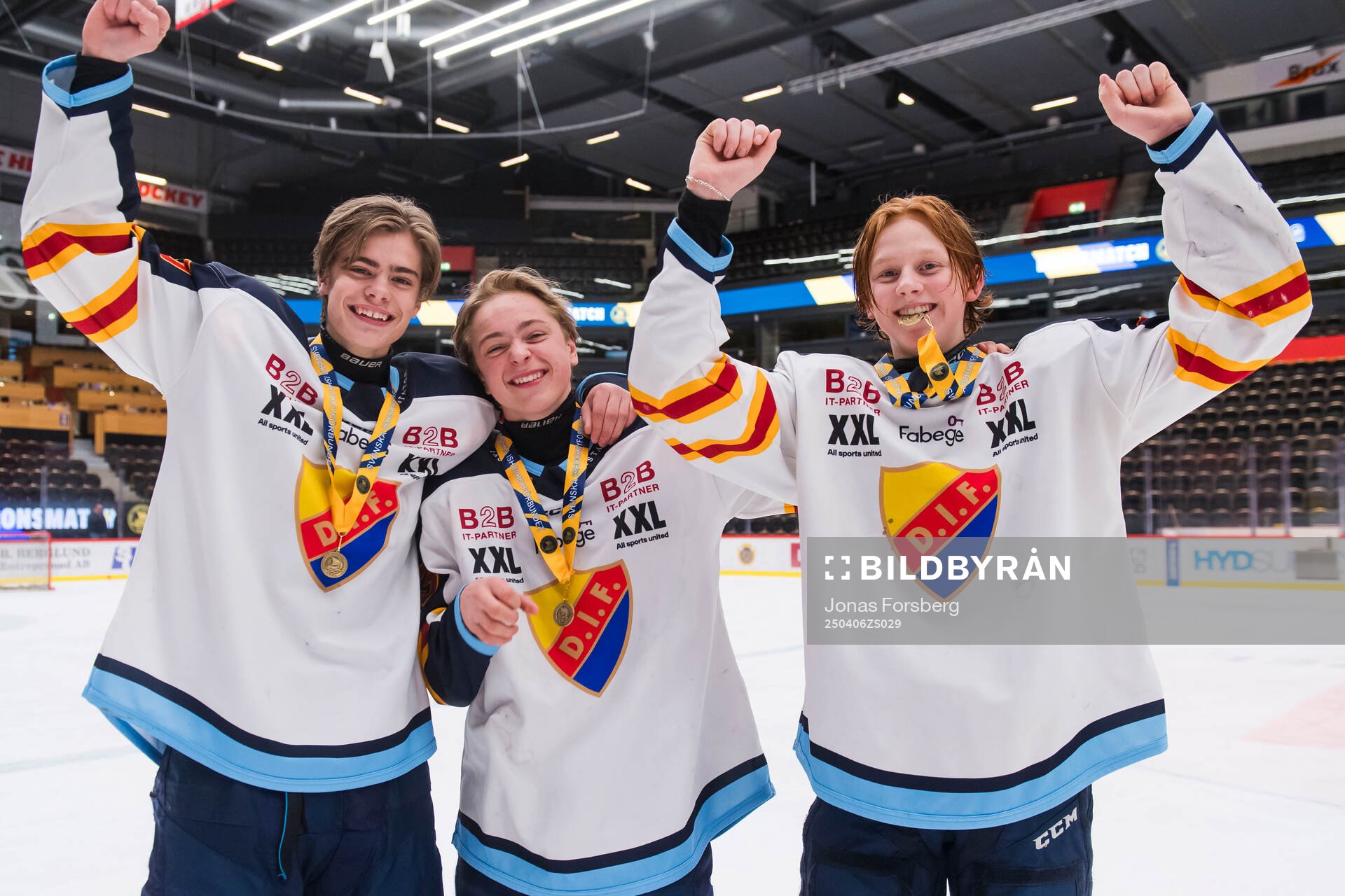 Djurgårdens Theo Antell, Eric Larsson och Melker Wersäll