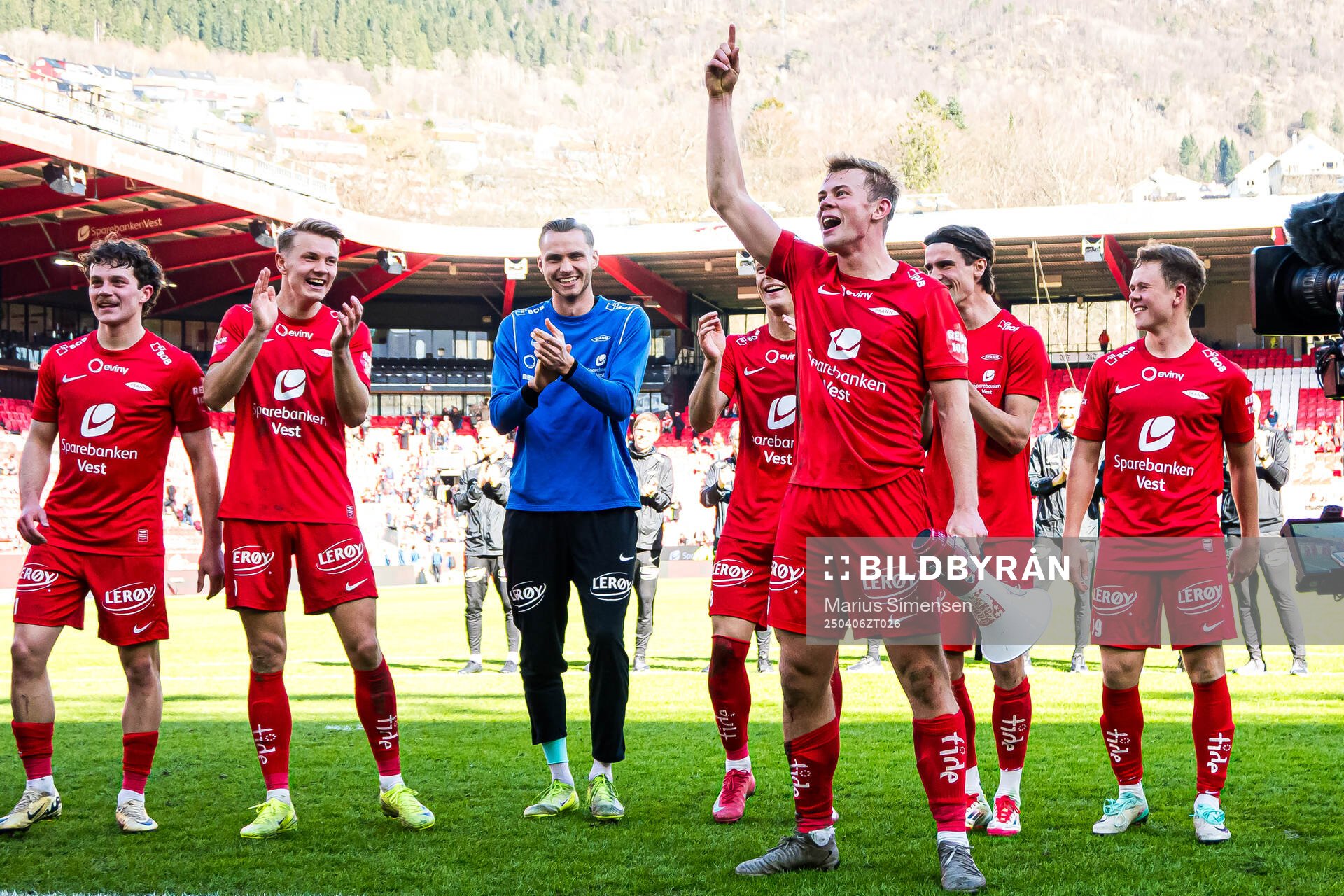 Denzel De Roeve, Emil Kornvig and Aune Heggebø of Brann