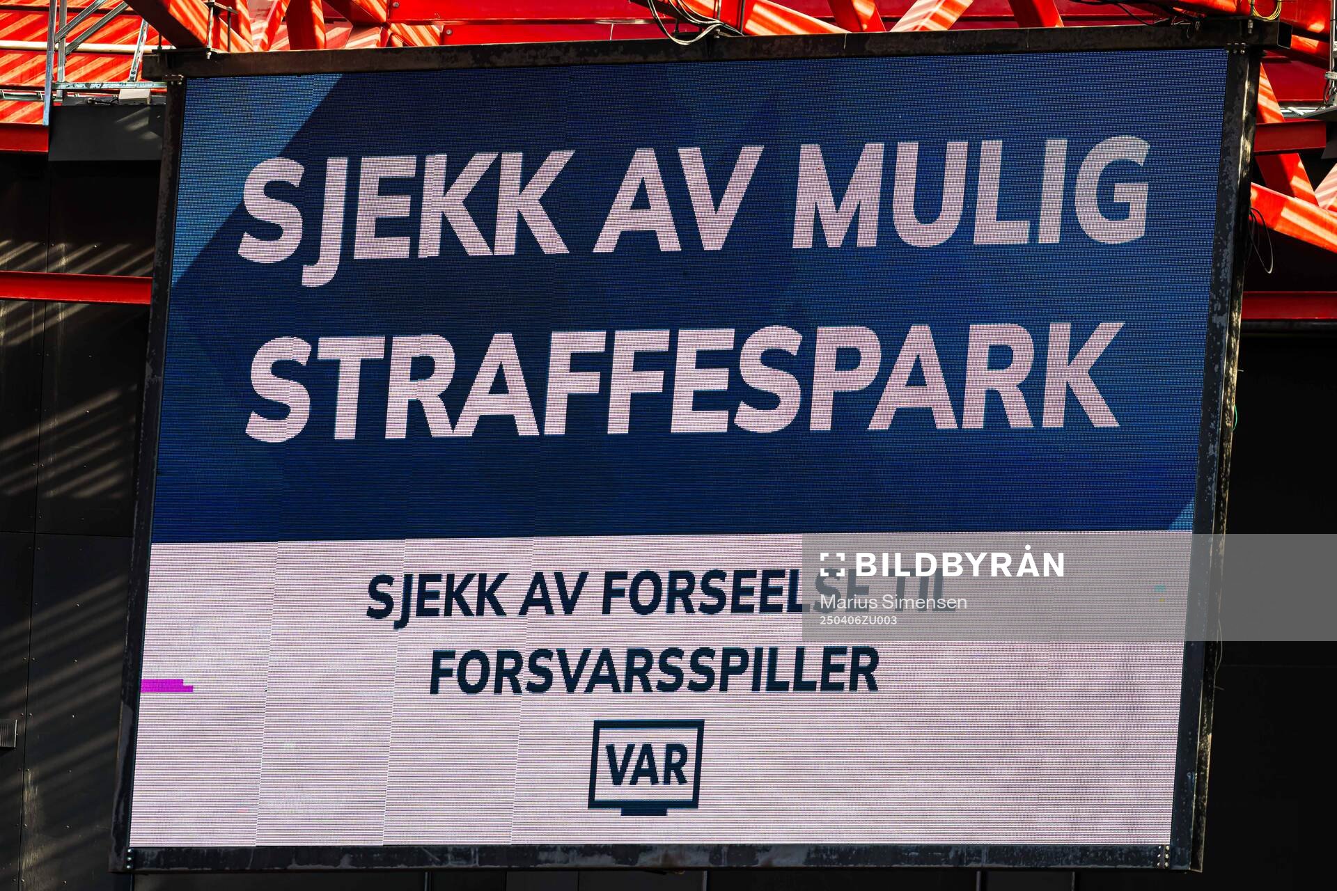 Video assistant referee (VAR) check