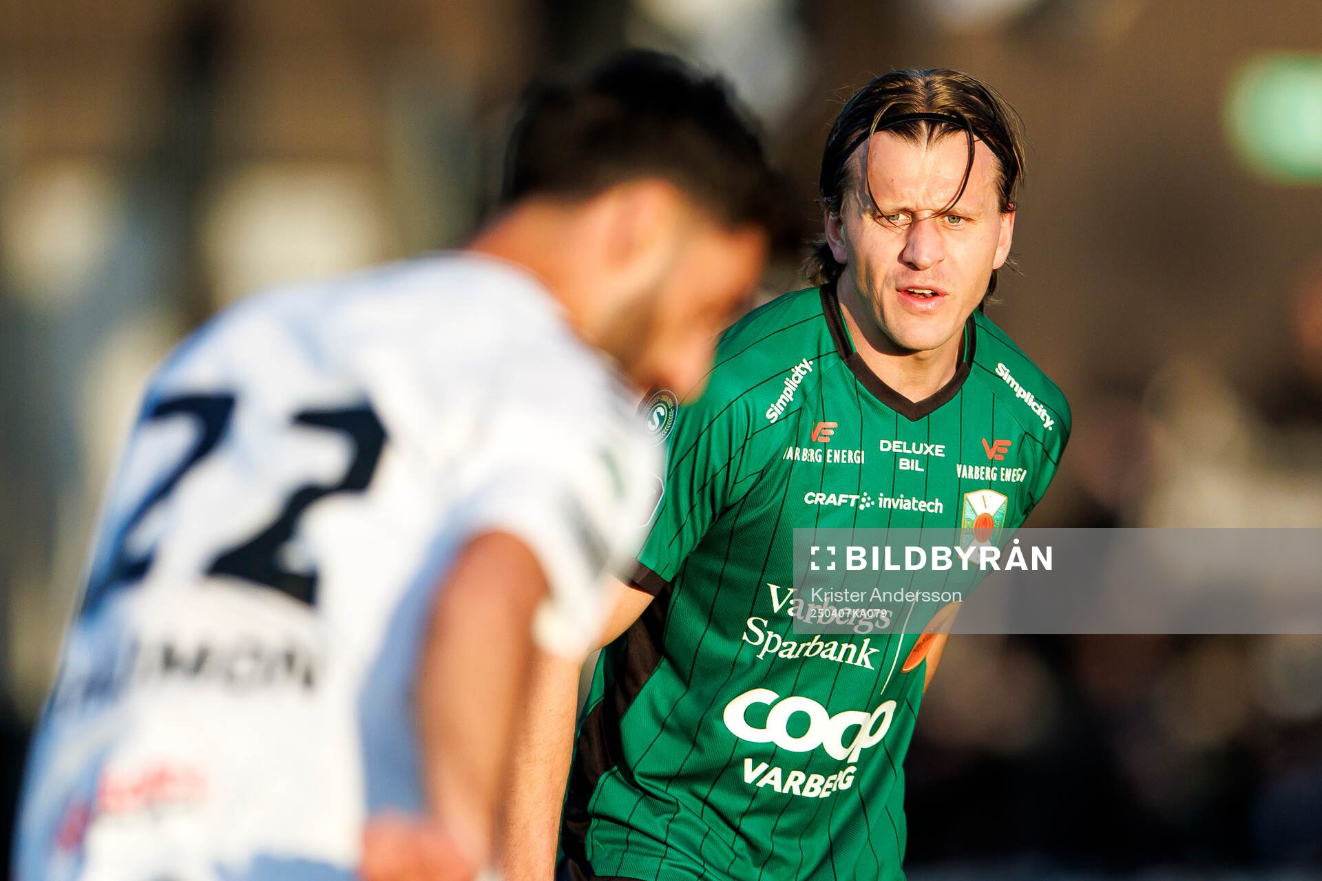 Varbergs Jesper Jonasson Westermark under fotbollsmatchen i Superettan mellan Varberg och Örebro den 7 april 2025 i Varberg. 