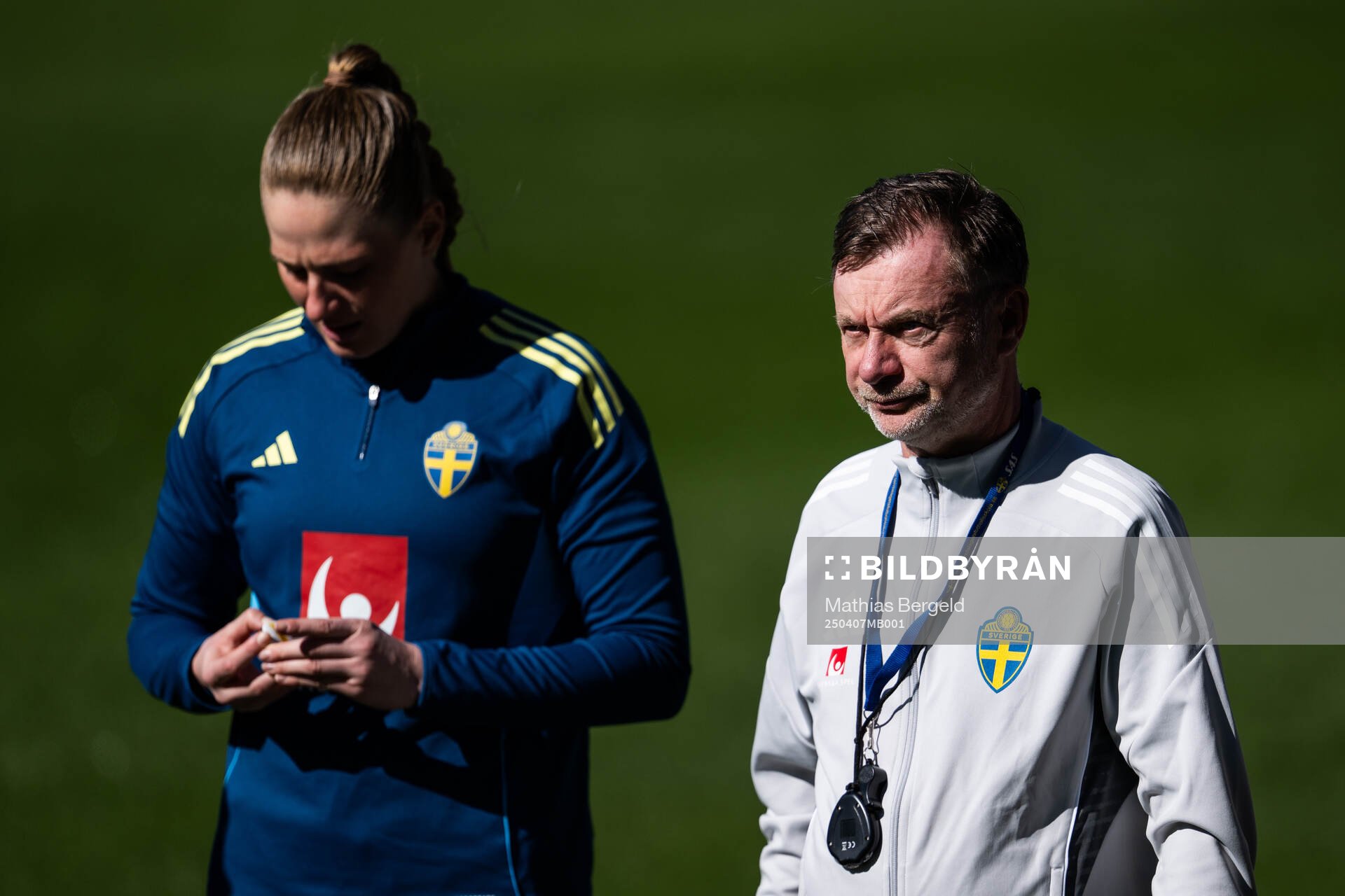 Goalkeeper Tove Enblom and head coach Peter Gerhardsson of