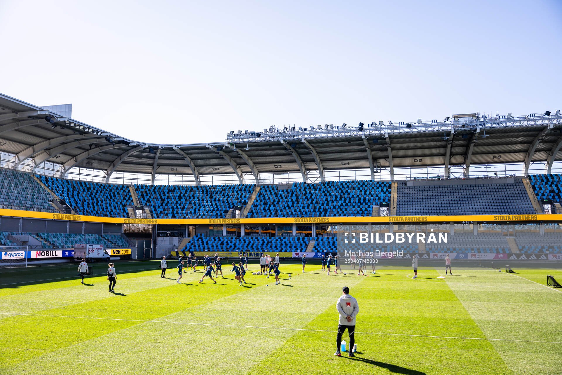 Players of the Swedish women's national football team during a training session on April 7, 2025 in Gothenburg. 
