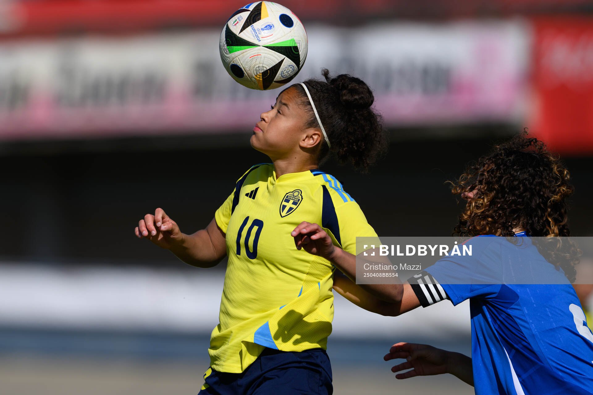 Felicia Schröder of Sweden during the UEFA Women's Under-19 Euro Qualifier football match between Italy and Sweden on April 8, 2025 in Forli.