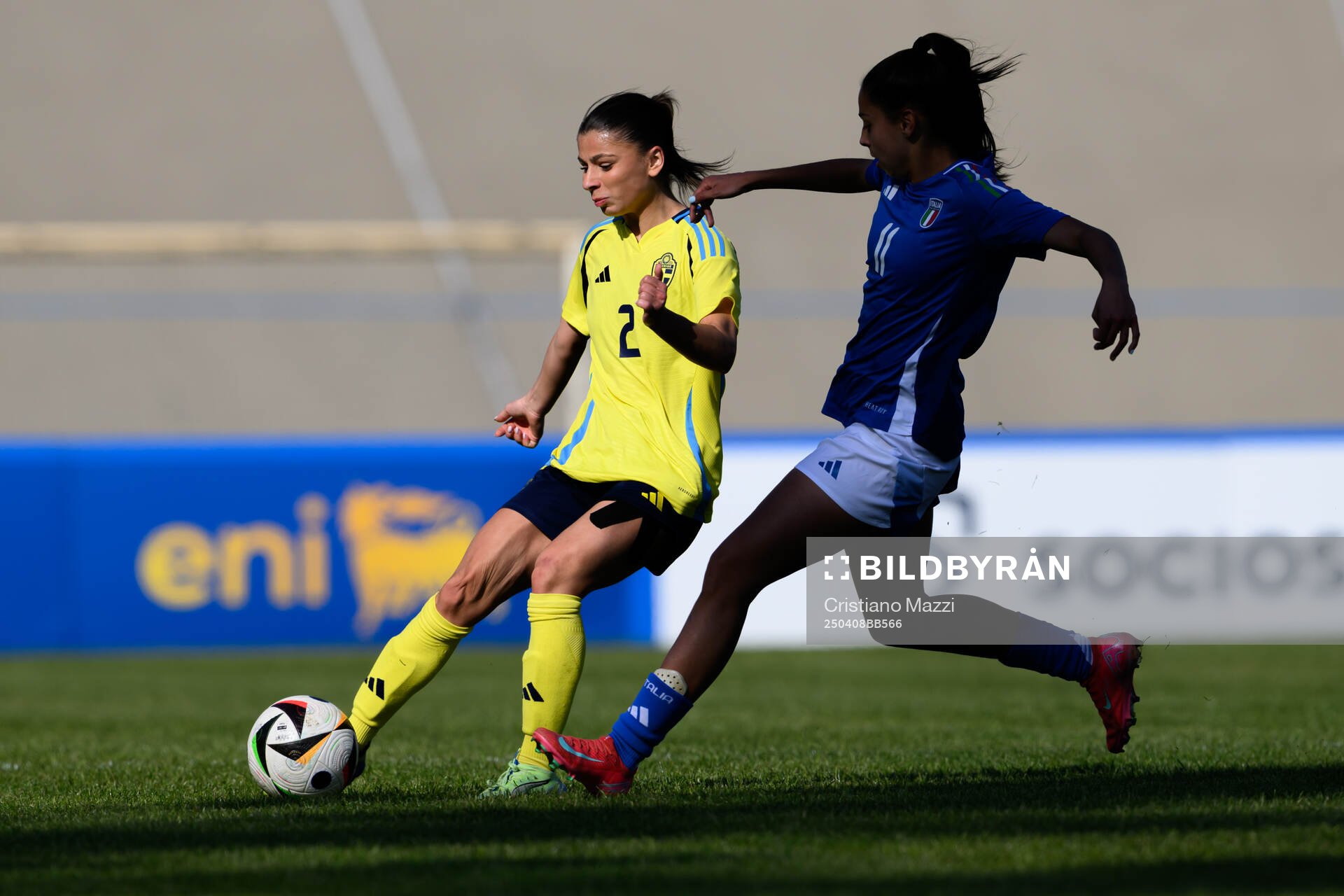 Mikaela Stojanovska of Sweden during the UEFA Women's Under-19 Euro Qualifier football match between Italy and Sweden on April 8, 2025 in Forli.
