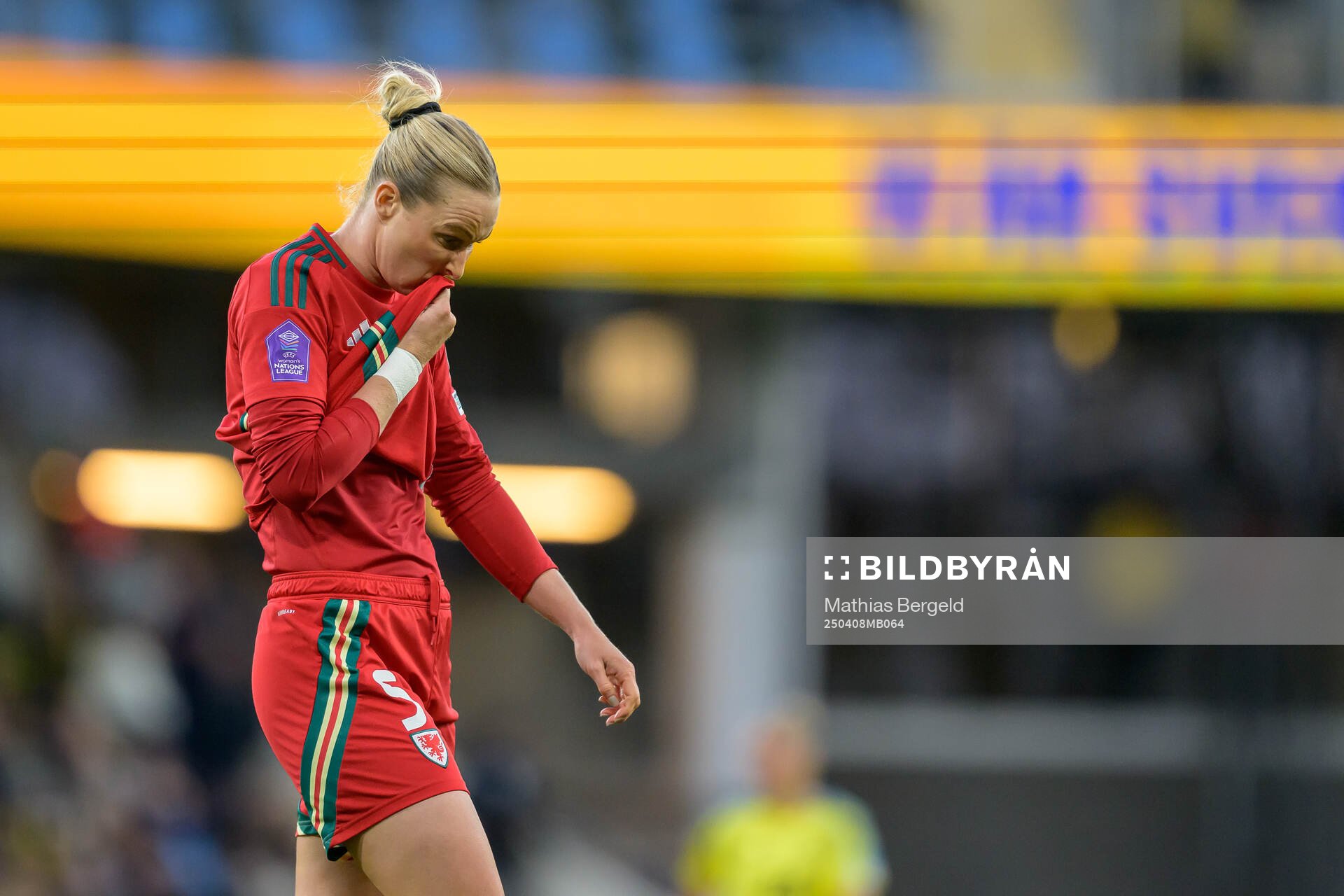 Rhiannon Roberts of Wales looks dejected