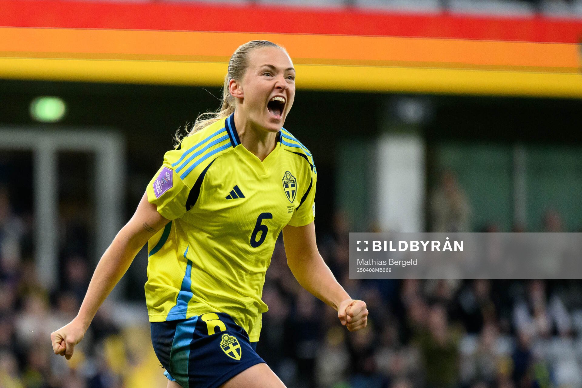 Magdalena Eriksson of Sweden celebrates the 1-0 goal