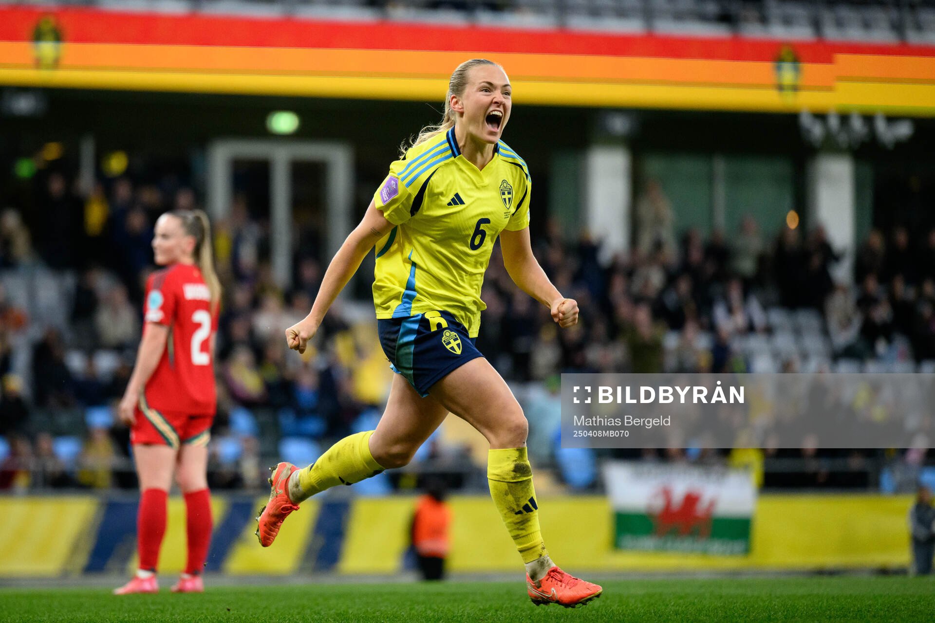 Magdalena Eriksson of Sweden celebrates the 1-0 goal