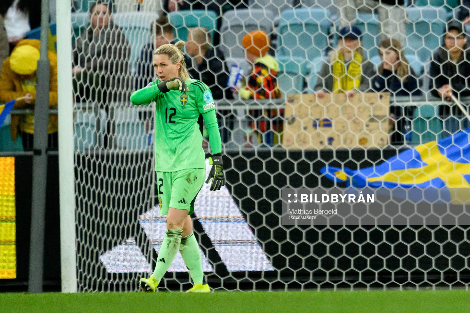 Goalkeeper Jennifer Falk of Sweden looks dejected