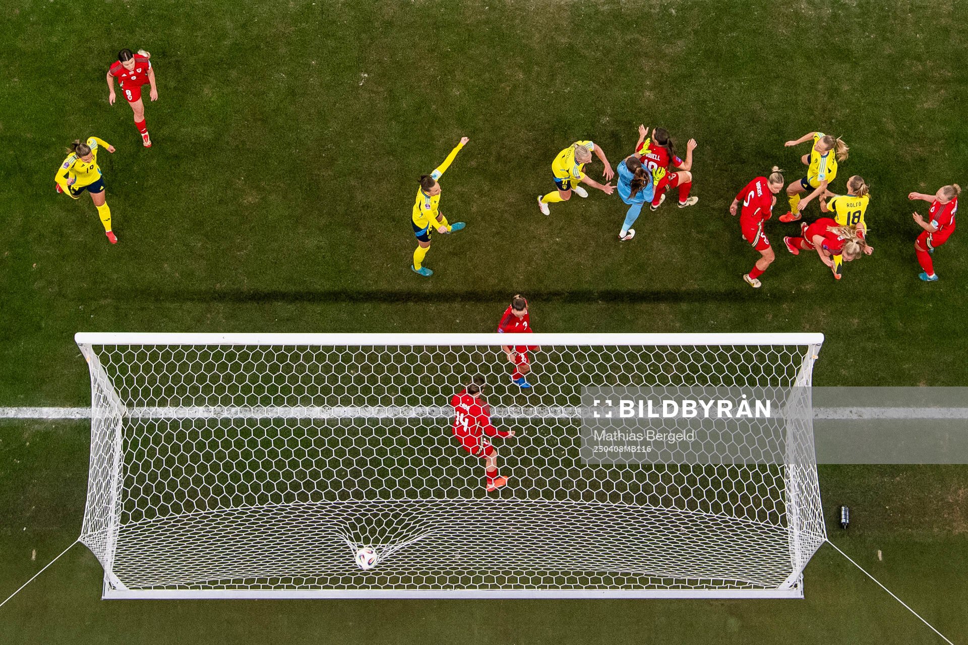 Magdalena Eriksson of Sweden scores 1-0 behind goalkeeper