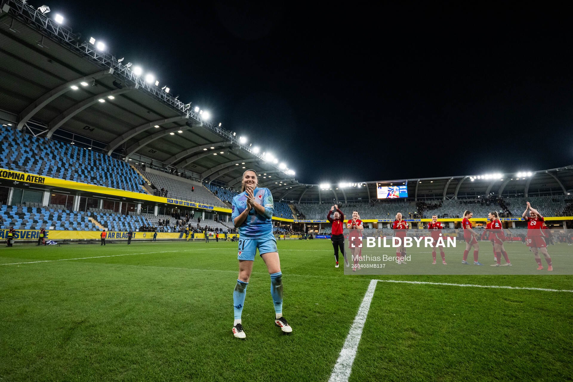 Goalkeeper Safia Middleton-Patel of Wales celebrates
