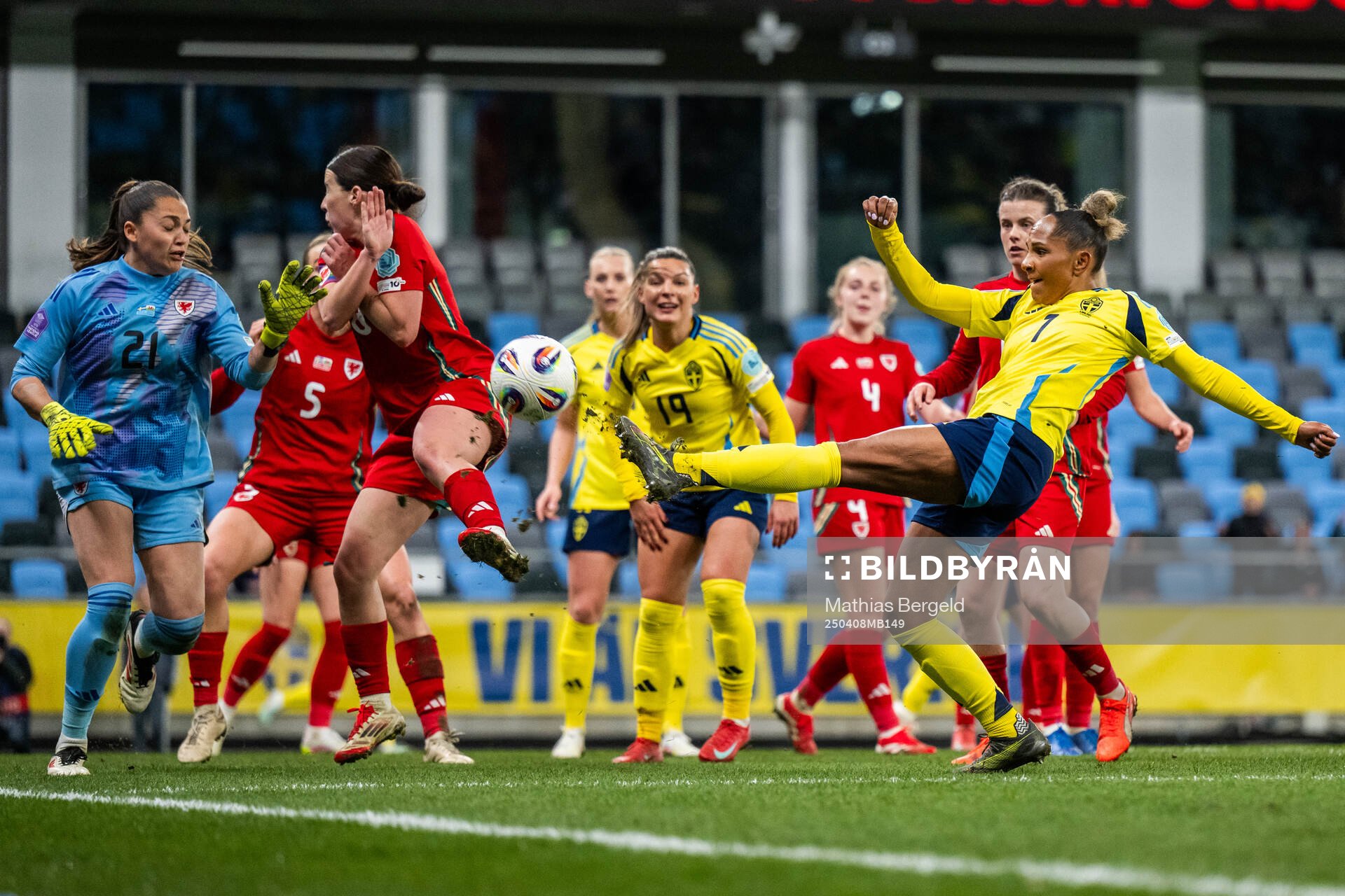 Goalkeeper Safia Middleton-Patel of Wales and Madelen