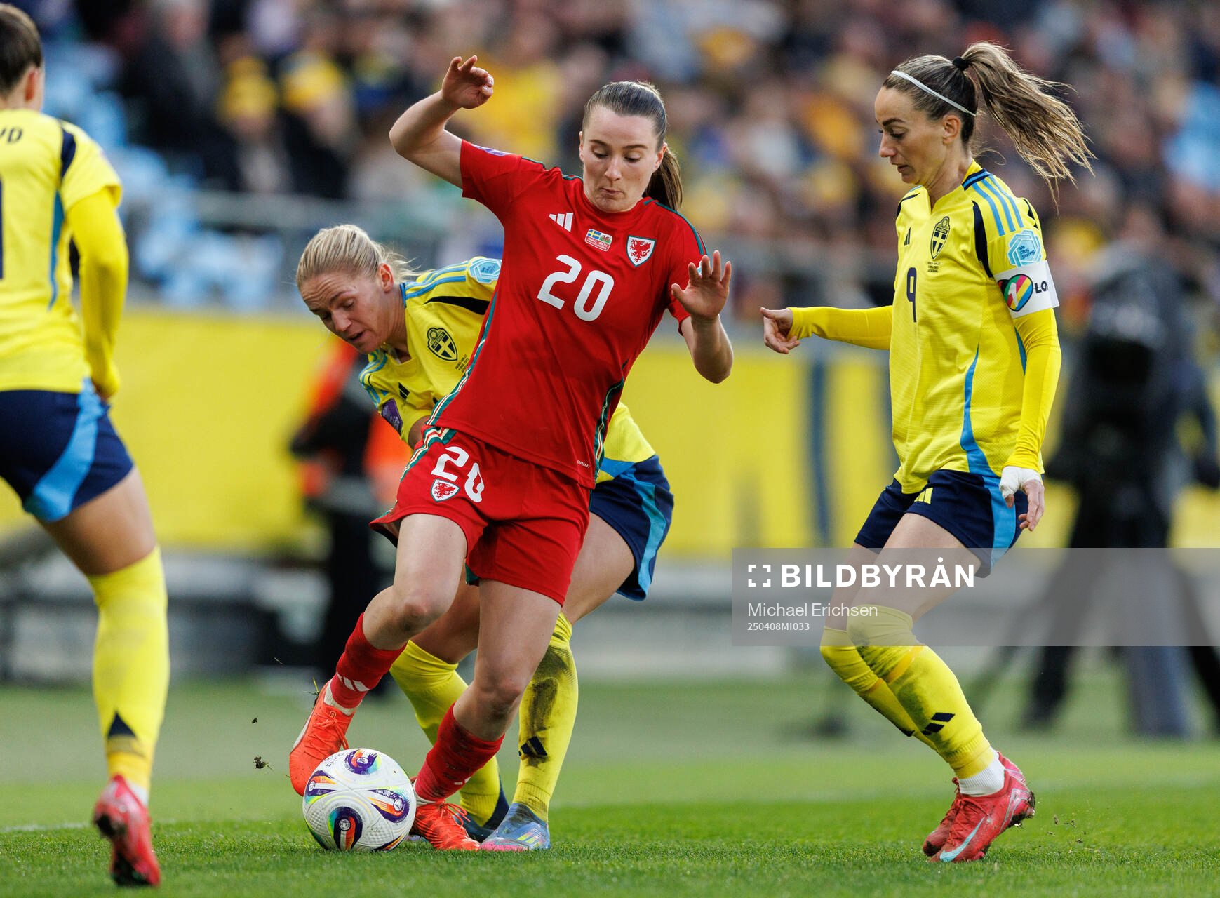 Carrie Jones of Wales against Hanna Lundkvist and Kosovare